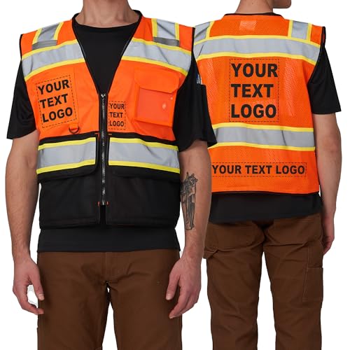 Image of A-SAFETY High Vis Reflective Safety Vest for Men Women Zipper Ipad Pockets Mesh Construction Apparel Neon Vest for Work