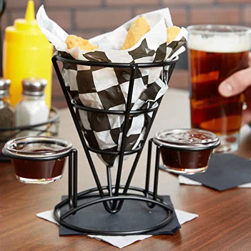 Miniatura 6 de G.E.T. Enterprises - Soporte de metal negro para papas fritas con dos soportes para tazas de salsa, colección de utensilios especiales con