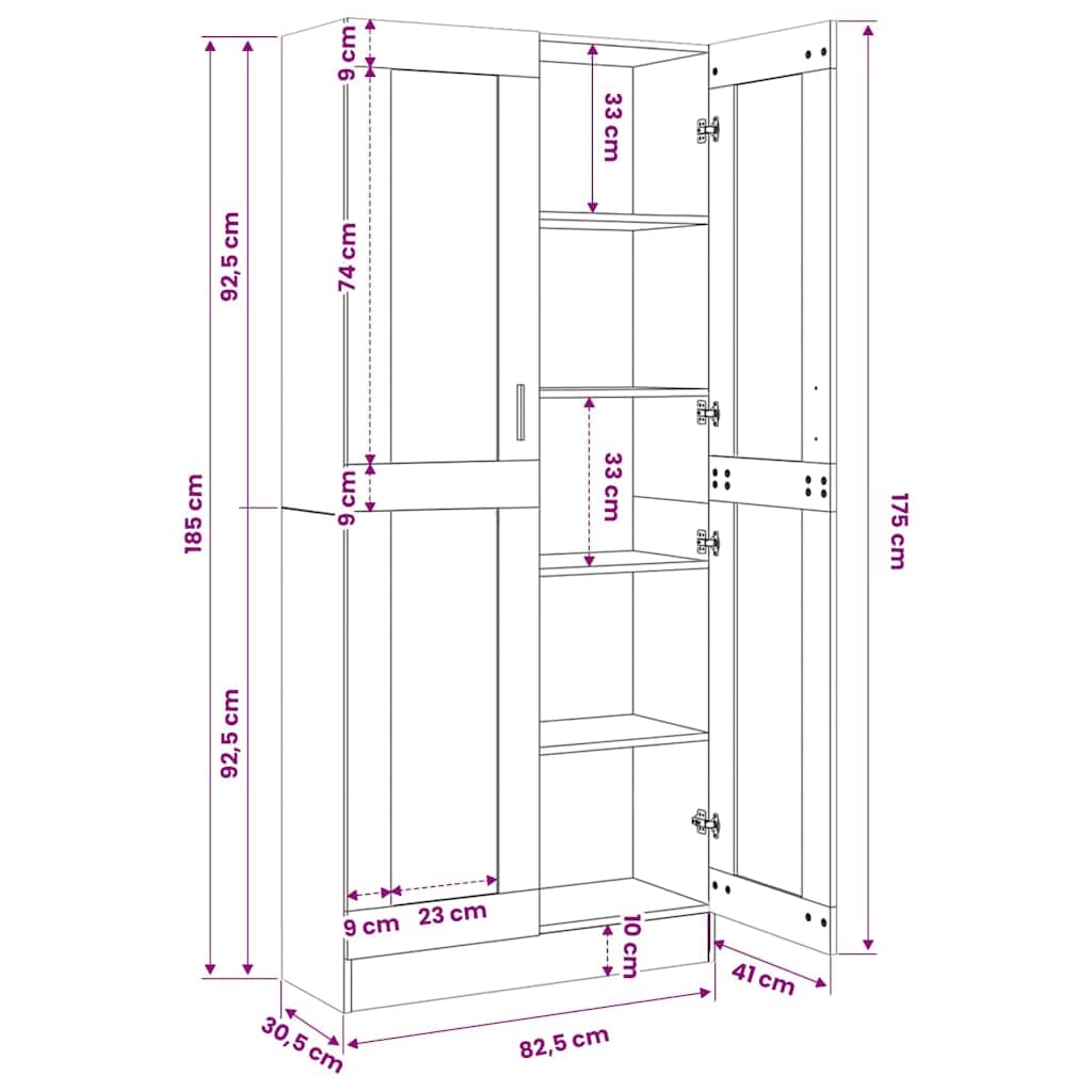 Szafa z witryny, betonowa, szara, 82,5 x 30,5 x 185,5 cm, materiał drewnopochodny z 5 otwartymi półkami, drzwi, miejsce do przechowywania, regał na książki, ścianka działowa, do salonu