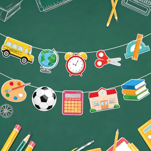 Image of Back To School Banner First Day of School Banner Paper Garland Decorations for Teacher Preschool Office Home Classroom Decor Photo Backdrop Party Favors