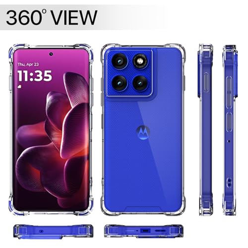 Image of Outlouders Back Cover for Motorola Moto Edge 60 Pro 5G Clear Transparent PC + TPU Bumper Case with Raised Edges for Shockproof Protection(Transparent)