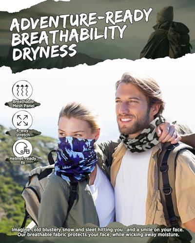 Image of Cuffbow 12 Pack Men Balaclava Neck Gaiter Cooling Breathable Face Mask UV Protection Scarf Hiking Bandana for Men /Women