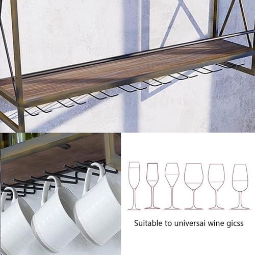 Support suspendu pour tasses à vin et étagère métallique à double rangée - 4