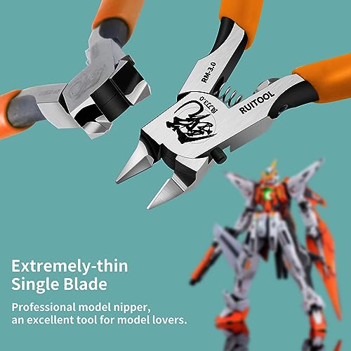 RUITOOL Model Nippers, Model Tools for Advancers to Repair and Fix Plastic Models, Ultra-thin Single Blade Model Nipper, Non-slip Grip 4.7 Inch Sprue Cutter for Plastic Model Building