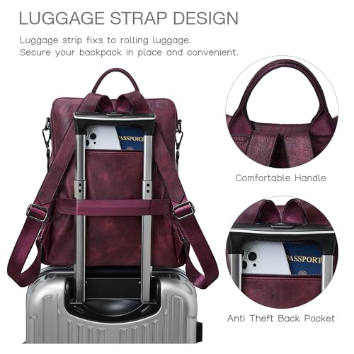 Image of Shrrie Vegan Leather Backpack Purse for Women with Adjustable Shoulder Bag