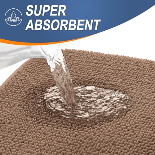 Image of OLANLY Thick Memory Foam Bathroom Runner Rugs 59x24, Extra Soft Absorbent Long Bath Rug, Quick Dry Bath Mats, Non-Slip, Machine Washable Mat for Bathroom, Tub and Shower, Home Decor Accessories, Mocha