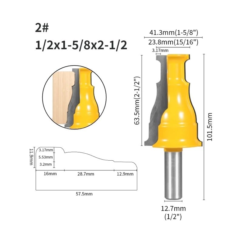 1 pieza 12 MM 12,7 MM vástago puerta y ventana carcasa enrutador broca carpintería fresa for cara de madera(12.7x41.3x63.5)
