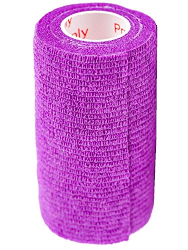 Image of Vet Wrap Tape (Purple) (2 Pack) (4 Inch x 15 feet) Self Adhesive Adherent Adhering Cohesive Flex Self Stick Bandage Grip Roll Dog Cat Pet Horse