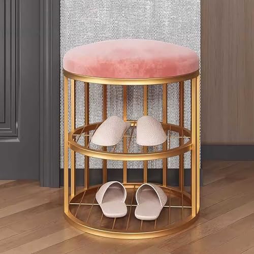 LMMIAOZ Mini Taburete Zapatero para Entrada | Banco de recibidor con cojín y Espacio de Almacenamiento | Banco bajo Compacto para Espacios reducidos | Elegante Estructura de Meta
