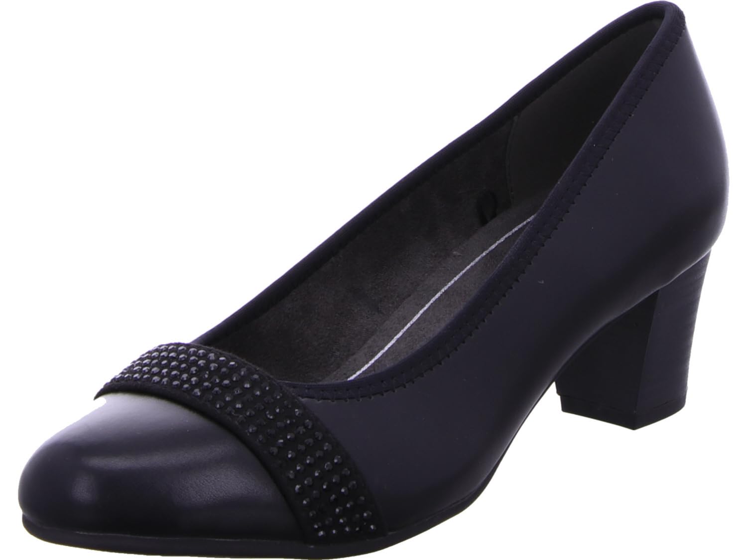 Jana Damen Pumps mit Glitzerdetails Vegan, Schwarz Nappa (Schwarz), 39 EU