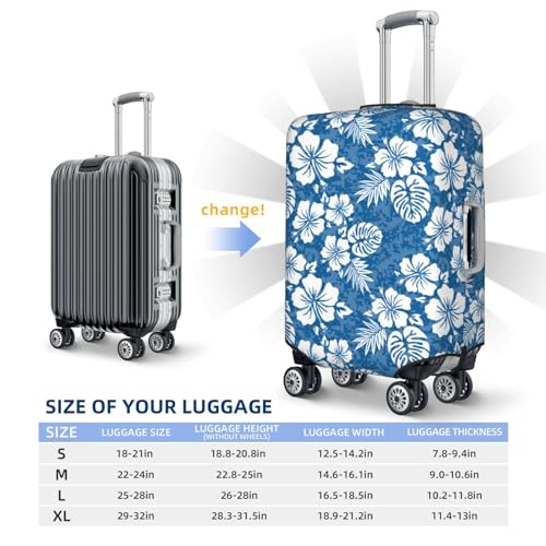 Travel Luggage Cover Protector Suitcase Cover - Hawaiian Style White Blue High Elasticity Suitcase Cover for Luggage2