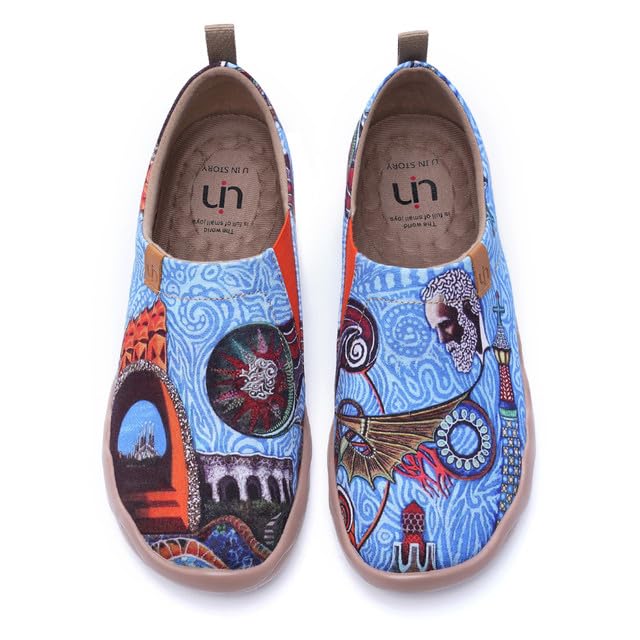 UIN Men's Walking Travel Shoes Slip On Canvas Casual Loafers Lightweight Comfort Art Painted Fashion Sneaker Oh My Gaudí! (10)