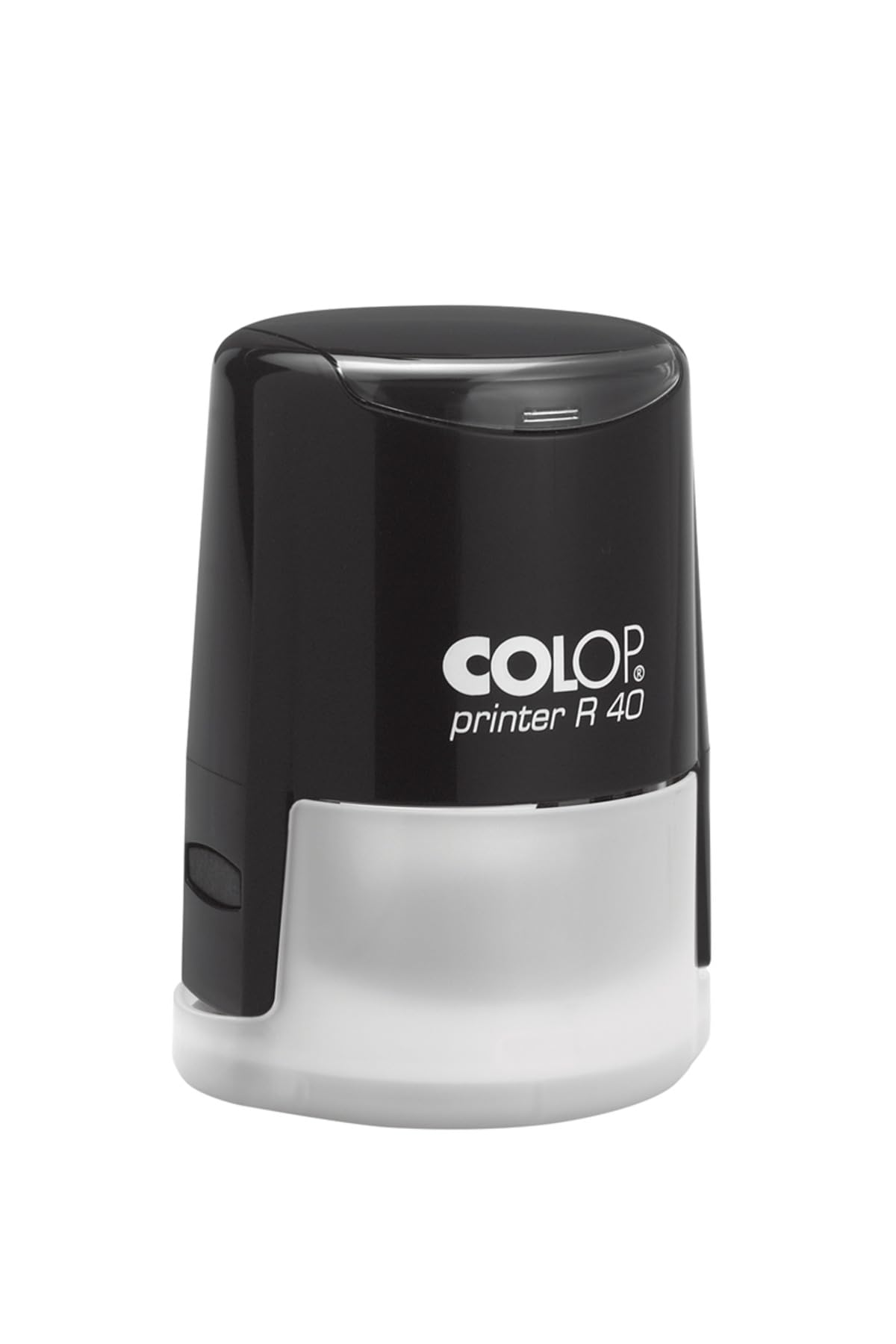 Colop Printer R 40 Stempel – mit individueller Textplatte & Logo – 7 Zeilen – runder Selbstfärbestempel Ø 40 mm – Gehäuse in 3 Farben wählbar