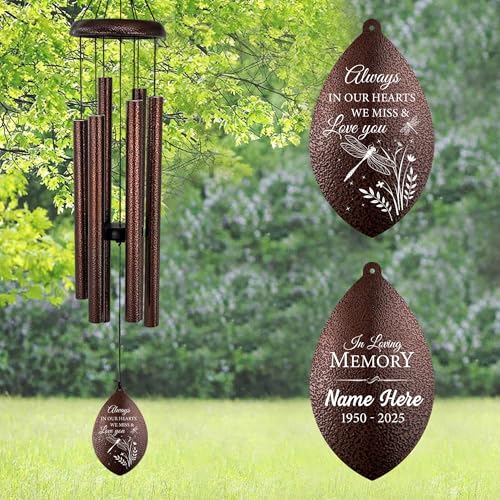 Image of ASTARIN Personalized Sympathy Wind Chime, Deep Tone Wind Chimes for Outside, Sympathy Gifts for Loss of Mom, Bereavement Gifts for Funeral /Condolences /Memorial(Produced in Texas)