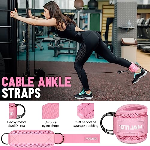 WALITO 8Pcs Barbell Pad Set for Hip Thrust - Squat Pad for Barbell Lunges, Bench Press, with 2 Gym Ankle Straps, 3 Resistance Bands for Working Out, 2 Lifting Strap, Workout Poster, Carry Bag - Image 6