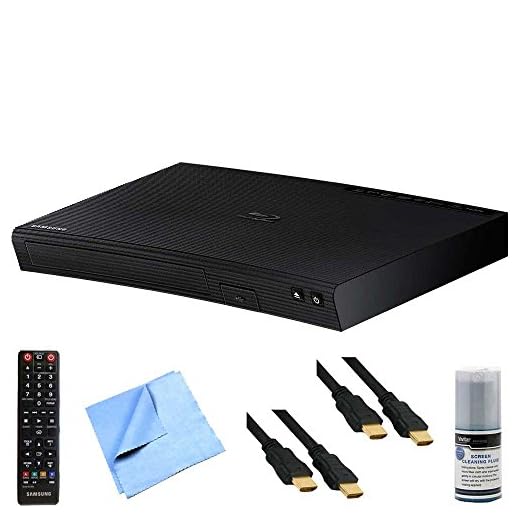 Samsung BD-J5700 - Wi-Fi Blu-ray Disc Player Plus Hook-Up Bundle - Bundle Includes Blu-ray Player 2 x 6 ft High Speed 3D Ready 120hz Ready 1080p HDMI Cables