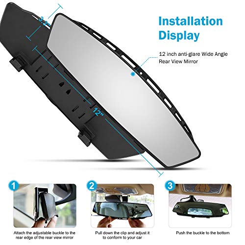 image for Verivue Mirrors Universal 12 Inch Interior Clip On Panoramic Curved Co