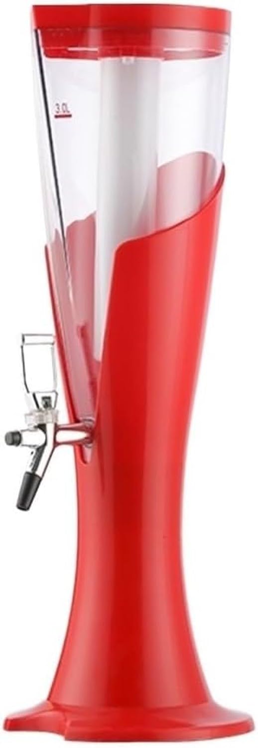 AIEIJJH LED Juice Dispenser 3L Drink Tower Beverage Server for Parties with Colourful Lights Water Container, Rosso, 3l