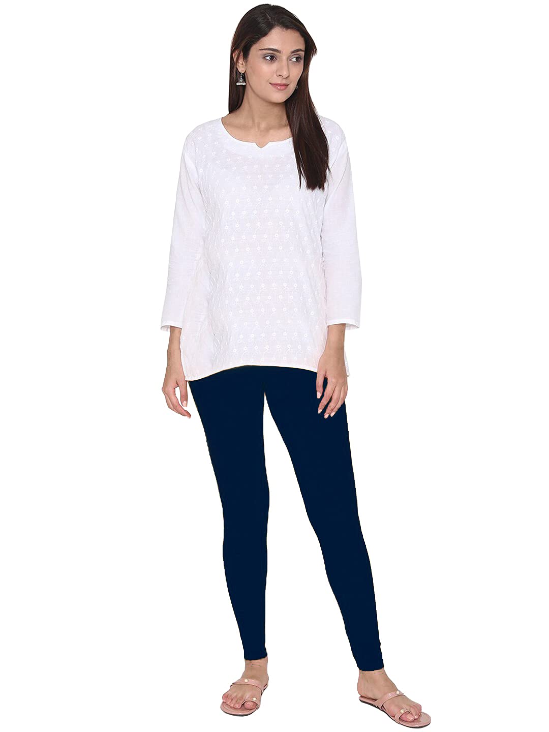 Shasmi Women's Leggings Cotton Lycra 4 Way Stretchable Skin Fit Light Chikku Colored Ankle Length Leggings For Women (Leggings Ankle) (Plus Size(3Xl/4Xl), Dark Navy Blue)
