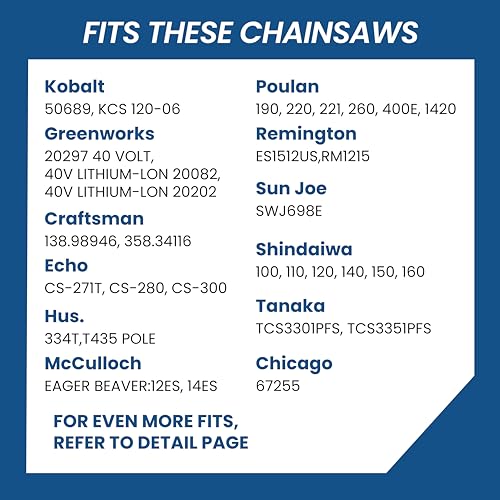 Image of 12 Inch Chainsaw Chain, 3 /8 inch LP Pitch .050 inch Gauge 45 Drive Links, Germany Steel Replacement for Echo CS-310, CS-352, Craftsman 358.34118, Greenworks 40V, 3-Pack