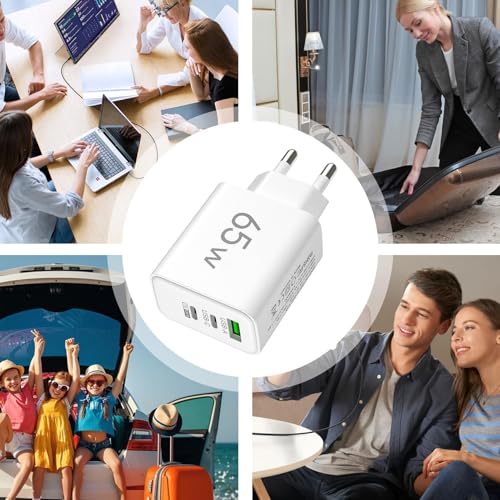 Potrójna ładowarka USB - blok 65 W szybkie ładowanie | 1 USB+2 PD, materiał ABS, kostka ścienna do smartfonów, adapter ścienny do tabletu, kompaktowe gniazdko podróżne, stacja zasilania