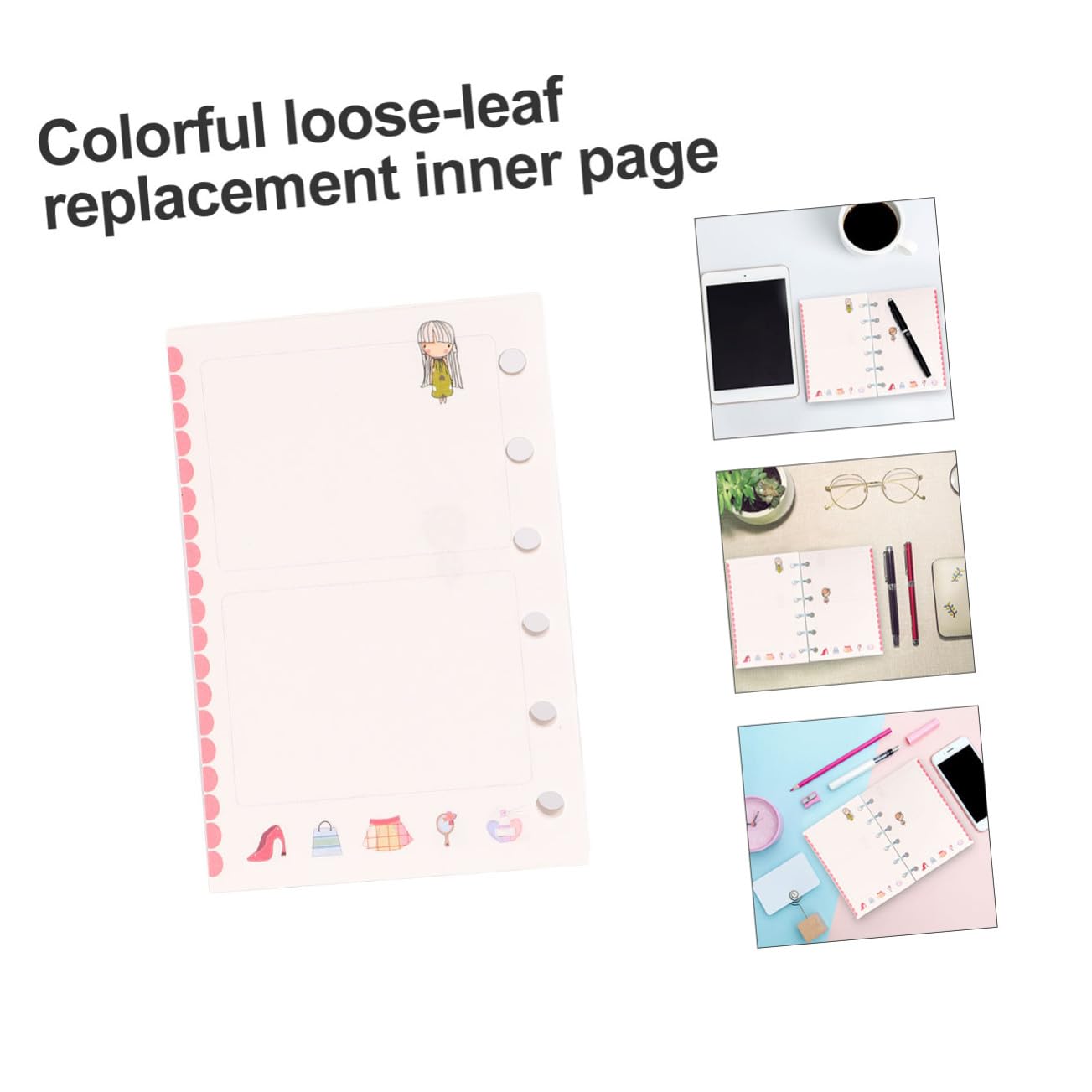 TOYANDONA 6 Anelli A7 Raccoglitore Planner Carta di Ricarica Colorato Cartone Animato