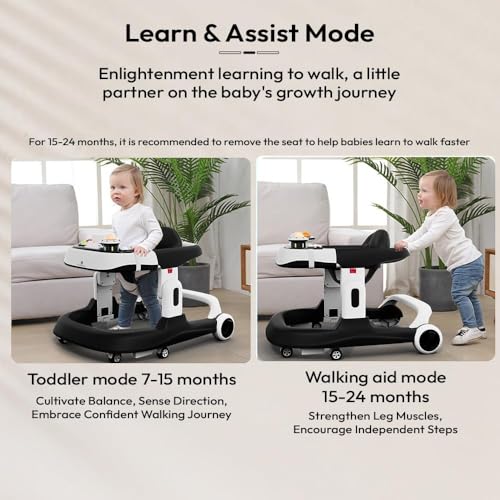 Image of StarAndDaisy Baby Walkers 6-24 Month Boy & Girl /Walker for Baby /Kids 1 Years with Multi Adjustable Height /Multi-Functionne Baby Walker with Music, Toy Tray & Anti-Rollover (Black)