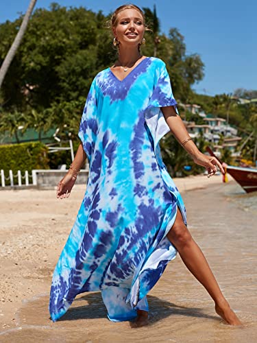 Image of NFVNKJ Women's Plus Size Beach Lounge Kaftan Maxi Dress Swimsuit Coverup for Women