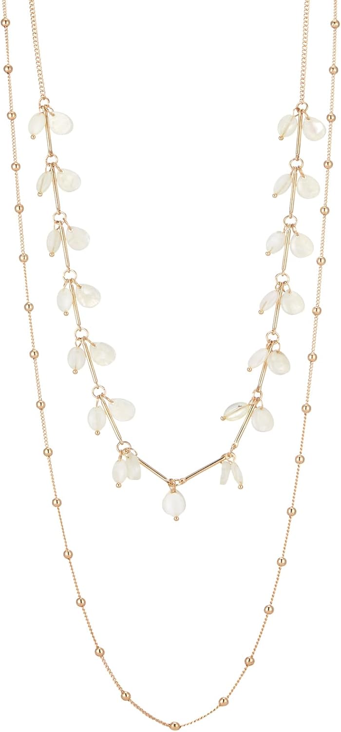 BULINLIN Layered Gold Long Necklaces for Women Long Beaded Chain Necklace Costume Gold Jewelry Mothers Day Gifts for Mom