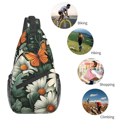 Morrales Sling con Estampado Flores para Viaje 15.3x7.2x3.5 in miniatura 6
