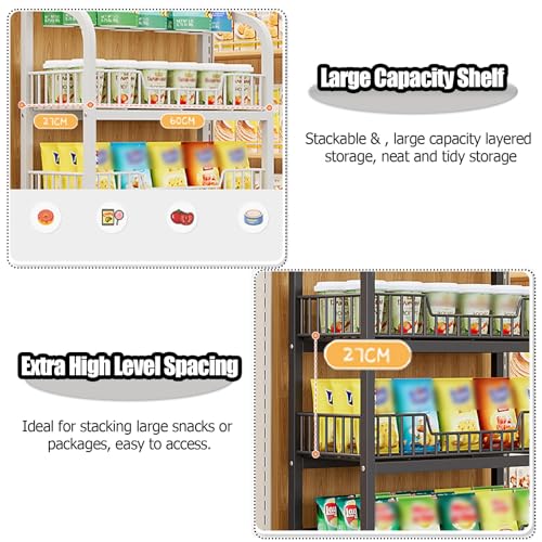 Espositore per snack a 4/5 livelli con ganci, supporto da pavimento per patatine e dolcetti, organizer da cucina, scaffalatura per dispensa commerciale, ideale per sale relax e soluzioni per la