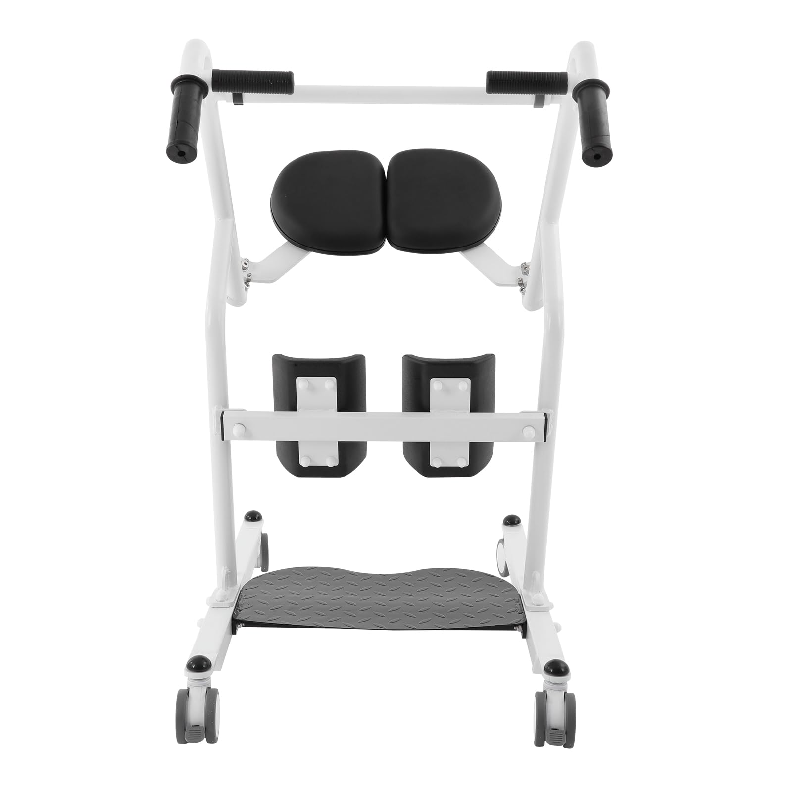 Krzesło transferowe dla pacjentów, do domu do 130 kg, mobilne wspomaganie wstawania, łóżko i sofa, ze stali, z obrotowym siedziskiem, nakolannikami i 4 kółkami skrętnymi (2 z hamulcem), pielęgnacja i