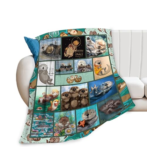 Otter Blanket Otter Gifts for Girls Boys Woman Kids Ocean Throw Blankets Soft Blanket Warm Fleece Flannel Plush Blankets for Bed Sofa Couch 40