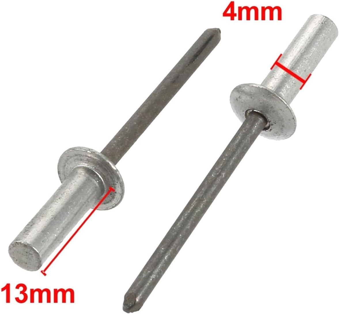 Remache ciego, Remache ciego de aluminio, cabeza redonda tipo cúpula, extremo cerrado, 4mm x 8-16mm(10mm)