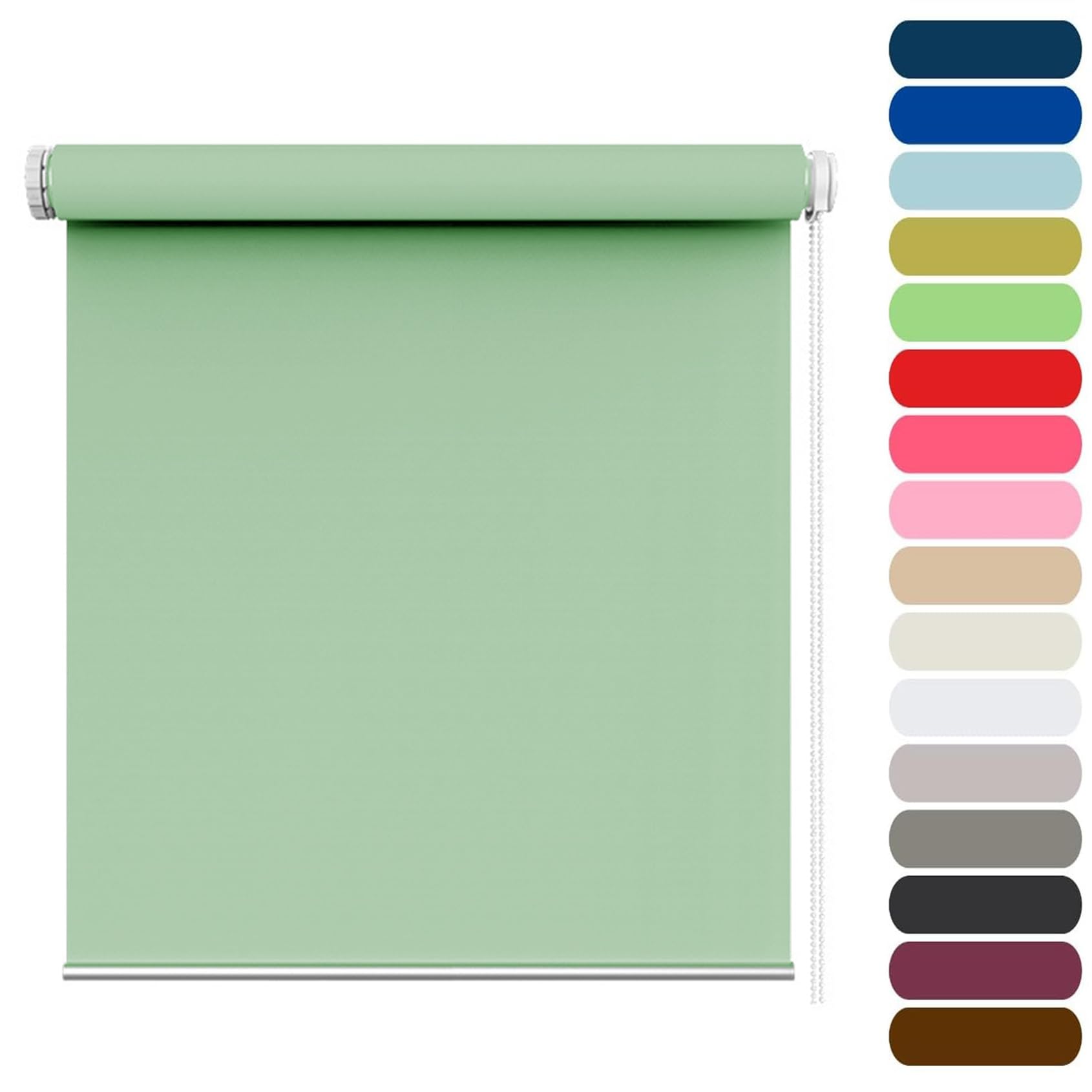 Temporary Blackout Blinds 105 x 130 cm Portable Travel Temporary Permanent, Blackout Curtain Portable, Window ShadesThermal Roller Blind, for any Room, Tender Green