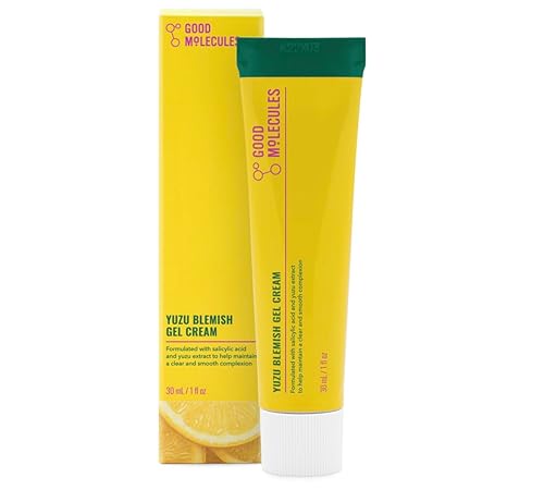 Good Molecules Yuzu Blemish Gel Cream - Crema hidratante de gel ligero con ácido salicílico, BHA y extractos naturales para tratar el acné, el tono