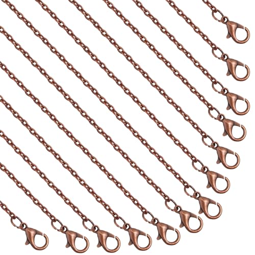 Lemonkey 24 Pack Necklace Chains Bulk Red Copper Plated DIY Cable Link Chains for Jewelry Making 18 Inches