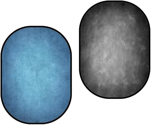 Kate Telón de fondo plegable para fotos, fondo plegable gris y azul para fotografía de retrato, para video, para transmisión en vivo, 5 x 6.5 pies