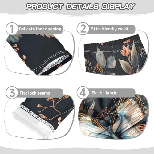 Toddler Girls Leggings Printed Yoga Pants Leggings Colored Butterfly Surrounded Leaves for Kids3