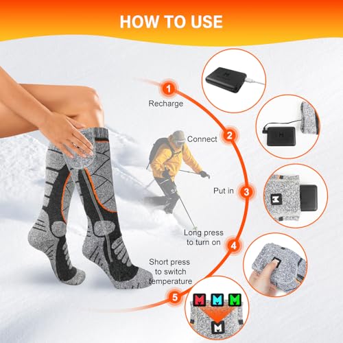 Mrawarm Heated Socks, Mrawarm 5V 6000Mah Rechargeable Heated Socks For Men Women thumb #3