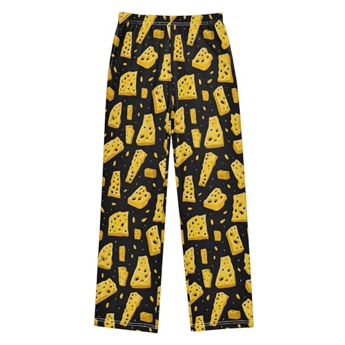 Cheese Long Pajama Pants Elastic Waist PJ Bottoms with Pockets S A1114222