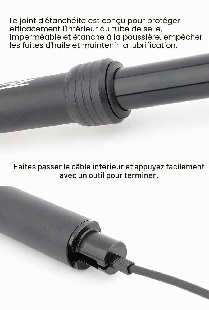 Tige de Selle VTT Telescopique de Vélo 27,2/28,6/30,0/30,4/30,8/31,6/33,9mm, Tige de Selle Compte-Gouttes a Distance Réglable en Hauteur Routage Interne Débattement de 80mm
