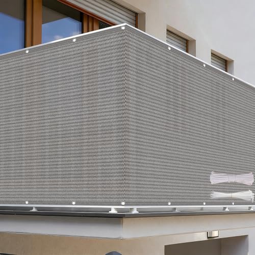 Cache balcon premium en maille HDPE 220G M² robuste et grise