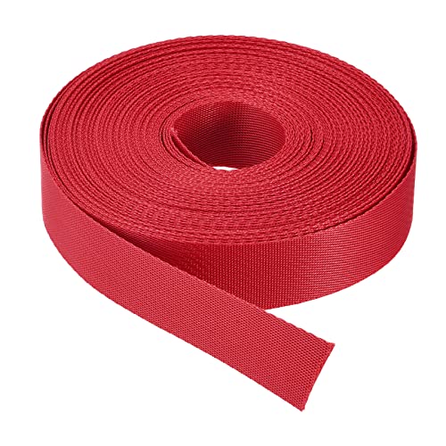 Image of MECCANIXITY Flat Nylon Webbing Strap 1 Inch 15 Yards Red for Backpack, Cargo Strap, Luggage-rack