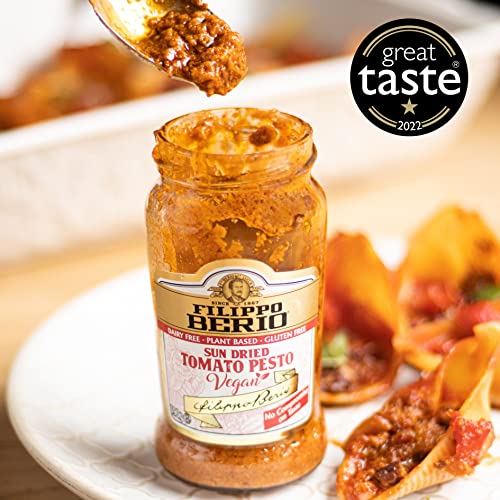 Image of Filippo Berio Sun Dried Tomato Pesto Vegan • Dairy Free • Plant Based • Gluten Free, 6.7 oz ℮ 190 g, 6 Pack