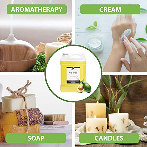 Óleo de abacate a granel – 1 galão de óleo de abacate em garrafa de HDPE – 100% puro e não diluído –