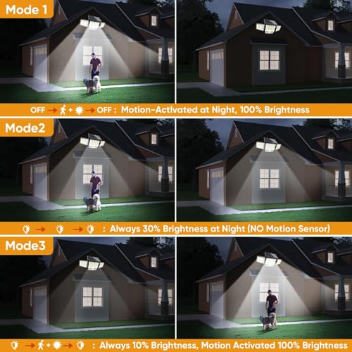 Lampe solaire extérieur 3 modes d'éclairage avec détecteur de mouvement - 4