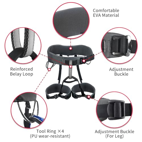 Image of NewDoar Climbing Harness, Mountaineering Rock Climbing Harness, Half Body Harness for Rappelling Fire Rescuing Tree Climbing
