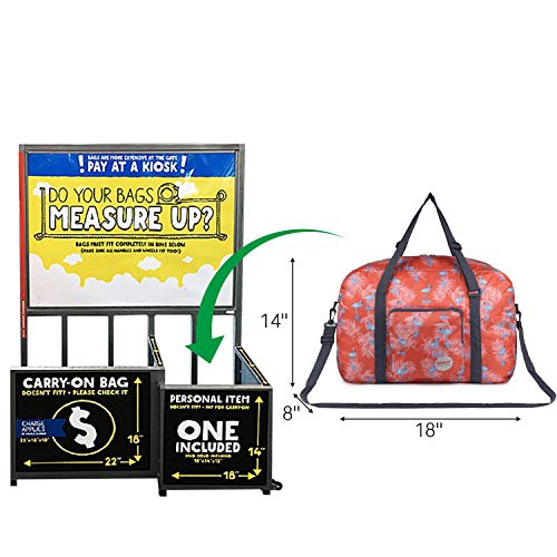 Wandf Foldable Travel Duffel Bag Carryon Luggage Sports Gym Weekend Tote Bag Water Resistant Nylon for Women (Flamingo H)