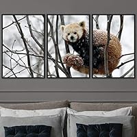 3 Piece Framed Canvas Wall Art Firefox Rustic Urban Canvas Prints Home Artwork Decoration for Living Room,Bedroom - 16